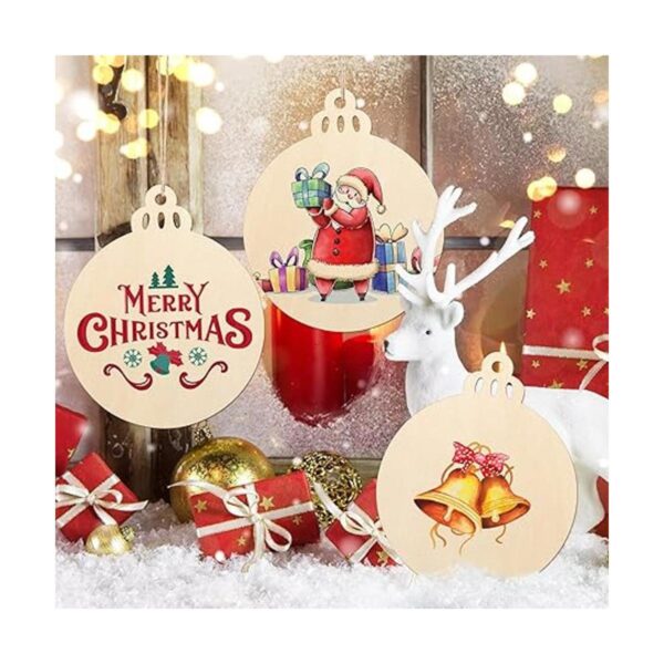 Adornos de Navidad de madera de tamaño grande de 7