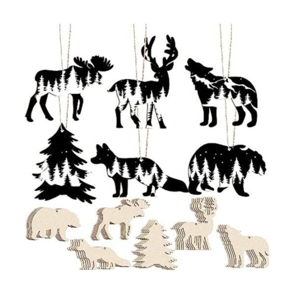 Adornos de madera adornos de animales del bosque salvaje