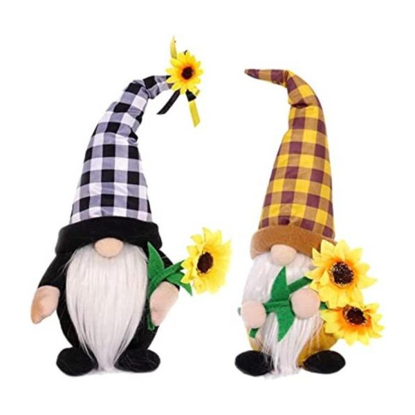 Adurself 2 gnomos de girasol de felpa diseño de búfalo de_1