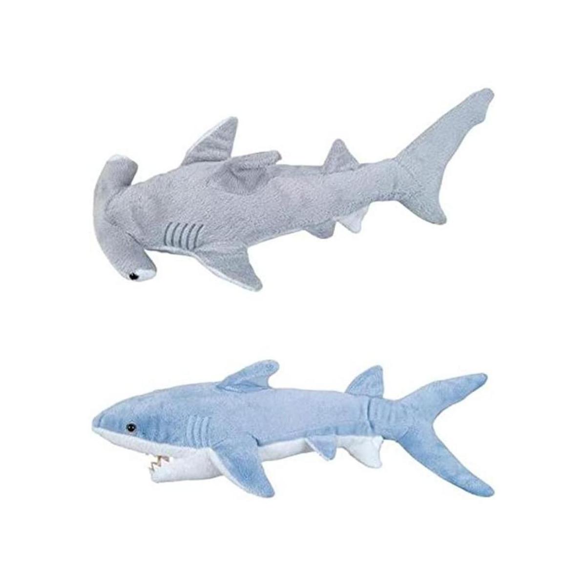 Adventure Planet Juego de 2 tiburones de peluche Mako and