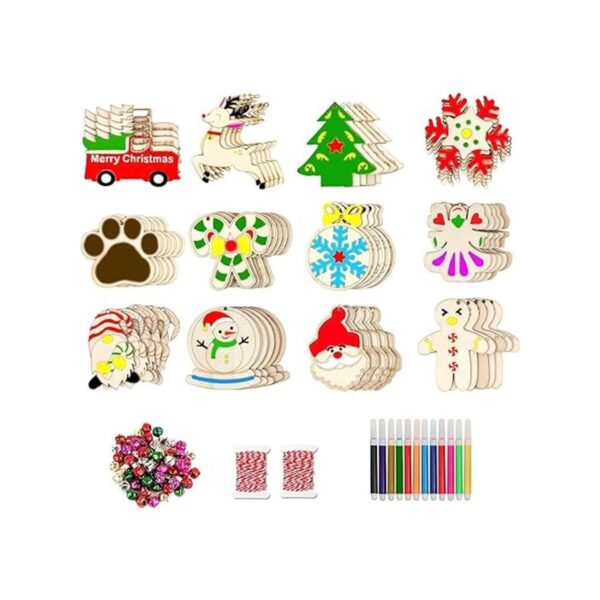 AerWo 60 adornos de Navidad de madera 12 estilos de_3
