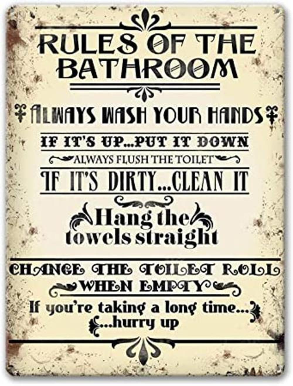 Agedsign Letrero de baño con reglas de baño decoración