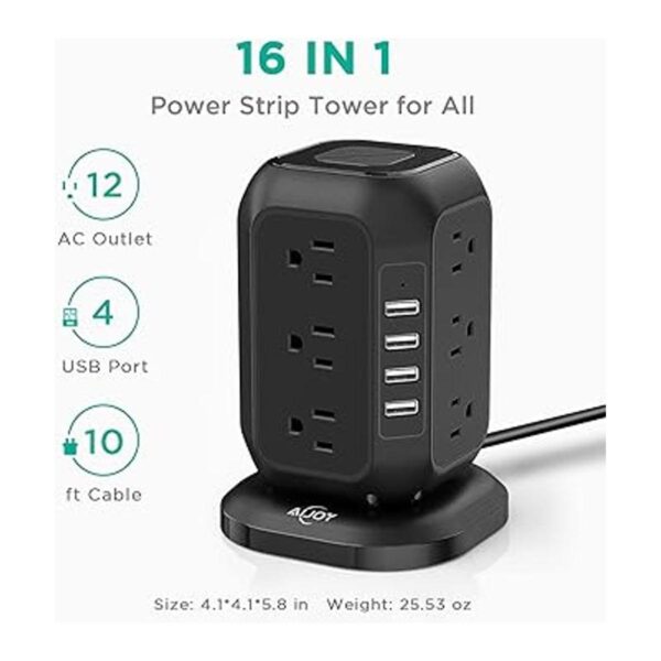 AiJoy Torre de regleta de alimentación con puertos USB_2