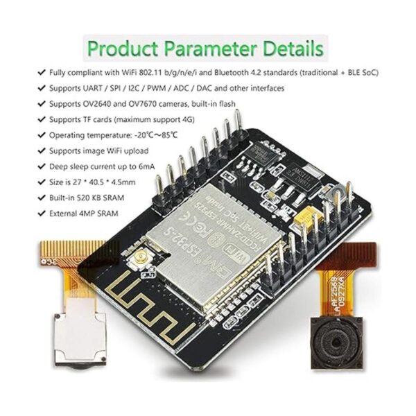 Aideepen ESP32CAM WBT Board ESP32CAMMB Micro USB a puerto_5