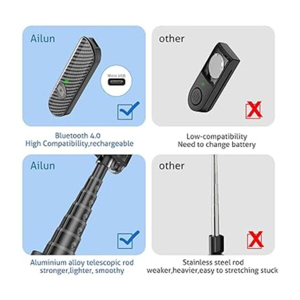 Ailun Trípode para selfie aluminio extensible 3 en 1_6