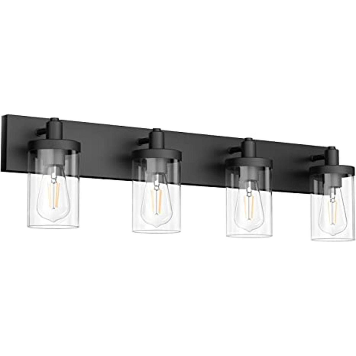 Aipsun Lámpara de tocador de baño 4 luces color negro
