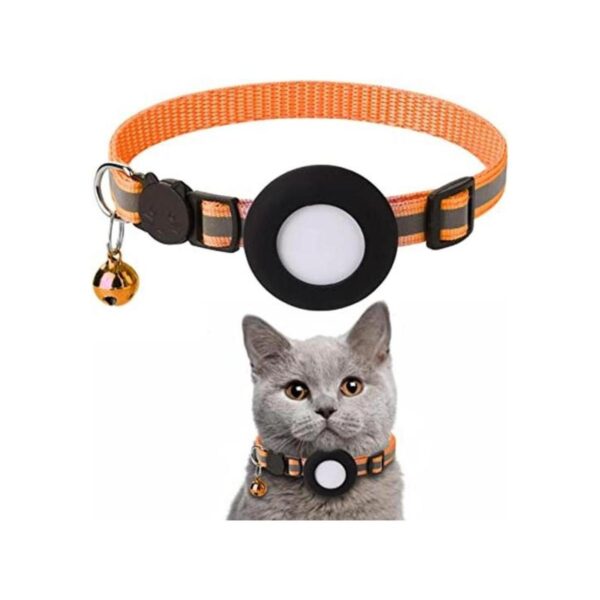 Airtag Collar de gato con etiqueta de aire con campana y_1