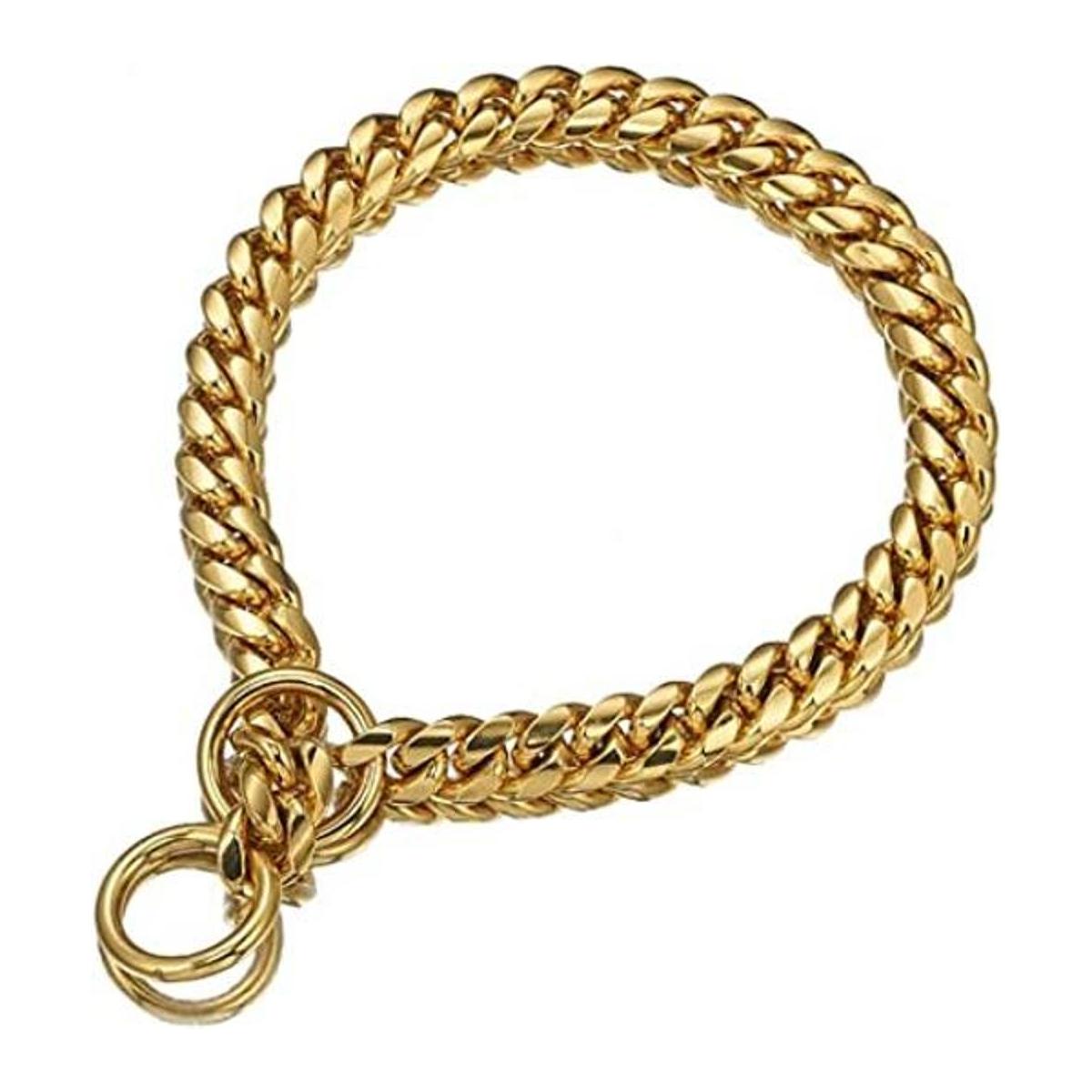 Aiyidi Collar de cadena fuerte chapado en oro de 18