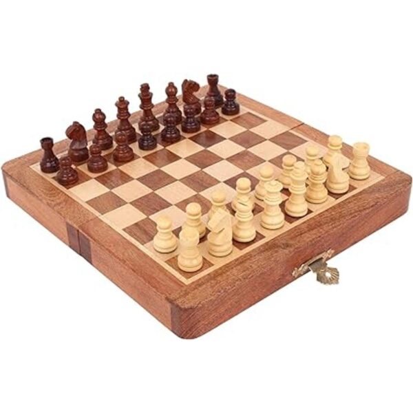Ajuny Juego de ajedrez magnético de madera con piezas de_3