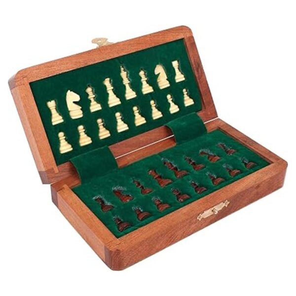 Ajuny Juego de ajedrez magnético de madera con piezas de_6