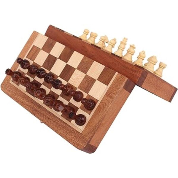 Ajuny Juego de ajedrez magnético de madera con piezas de_4