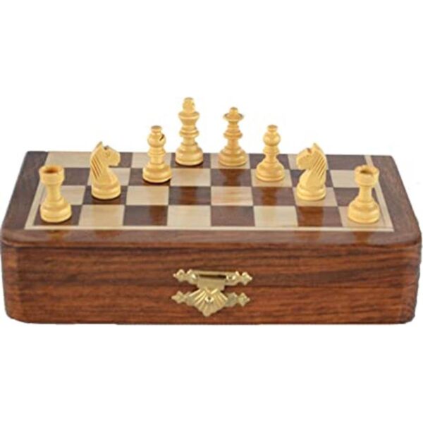 Ajuny Juego de ajedrez magnético de madera con piezas de_1