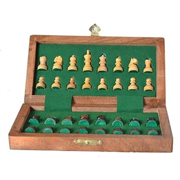 Ajuny Juego de ajedrez magnético de madera con piezas de_2