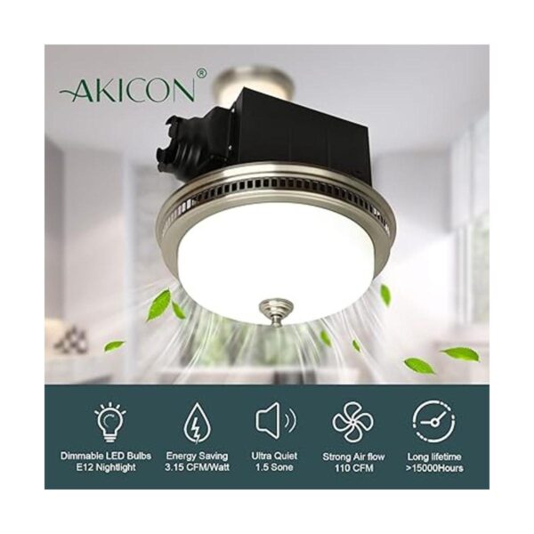 Akicon Ventilador de baño redondo ultra silencioso de 110_4