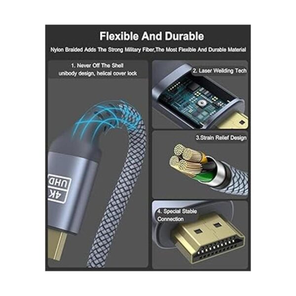 Akoada Cable HDMI 4K de 25 pies cable Hdmi 2.0 de alta_5