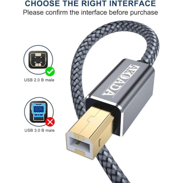 Akoada Cable de impresora USB 2.0 de 15 pies cable de