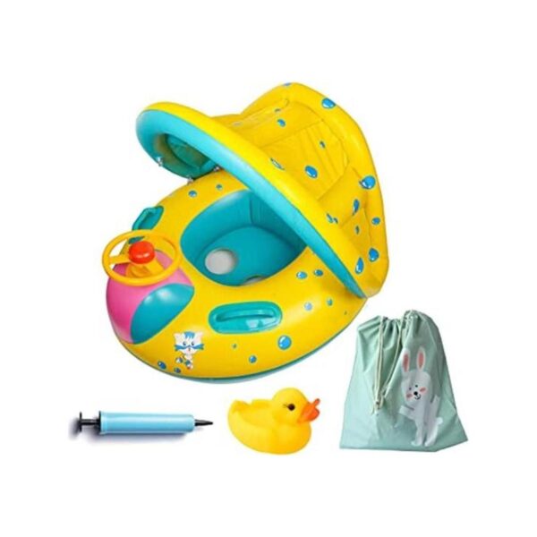 Alberca inflable para bebé en forma de aro con toldo para_1