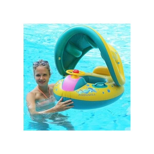 Alberca inflable para bebé en forma de aro con toldo para_2