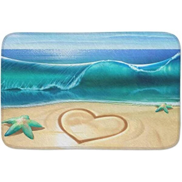 Alfombra de baño con diseño de amor en la playa alfombra_1