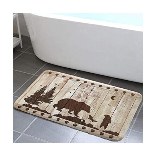 Alfombra de baño rústica con oso de cabaña diseño de_1