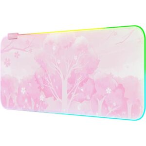 Alfombrilla de mouse LED RGB rosa para juegos 14 modos de_1