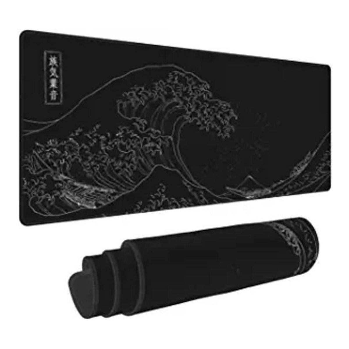 Alfombrilla de mouse negra de anime grande extendida The