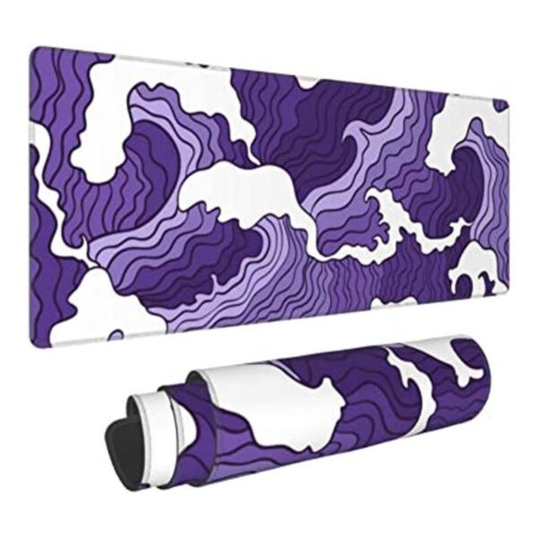 Alfombrilla de mouse grande japonesa con ondas moradas_1
