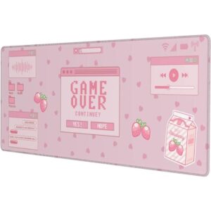 Alfombrilla de mouse rosa para juegos de leche de fresa_1