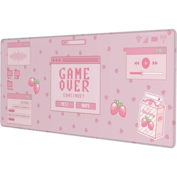 Alfombrilla de mouse rosa para juegos de leche de fresa_1