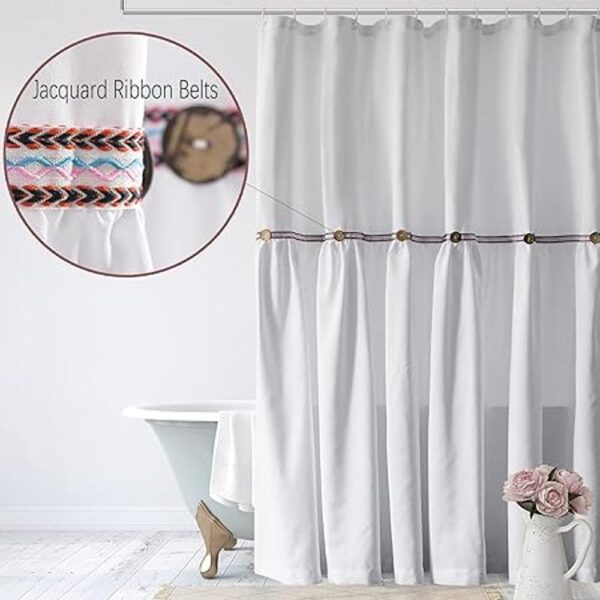 Alimumu Cortina de ducha con botones estilo bohemio