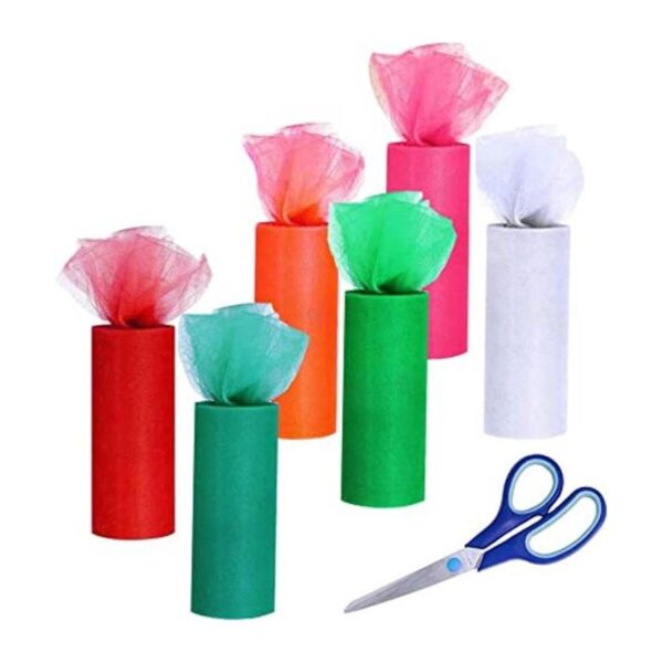 Allazone Rollo de cinta de tela de tul de 6 colores