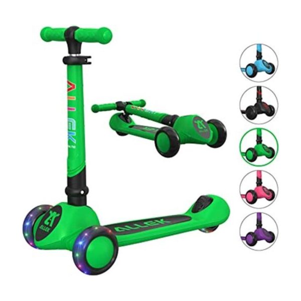 Allek Patinete plegable F02 3 ruedas LED intermitente y 4_1