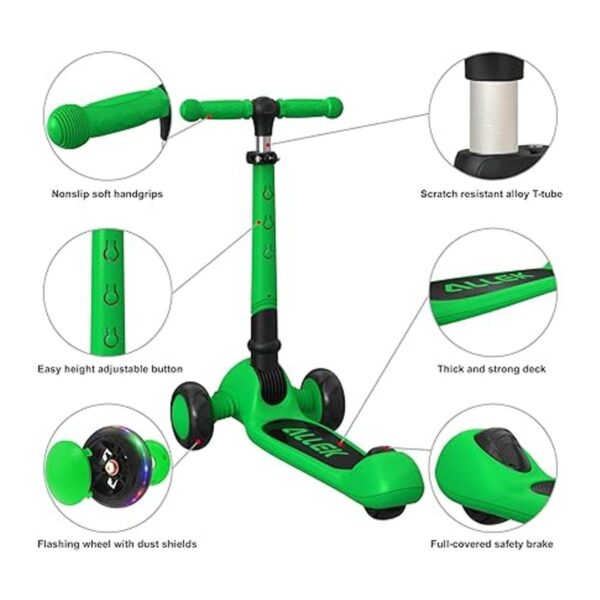 Allek Patinete plegable F02 3 ruedas LED intermitente y 4_2