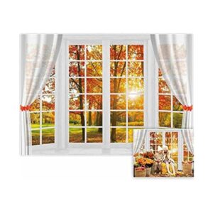 Allenjoy Fondo de ventana de árbol de otoño escenario de_1