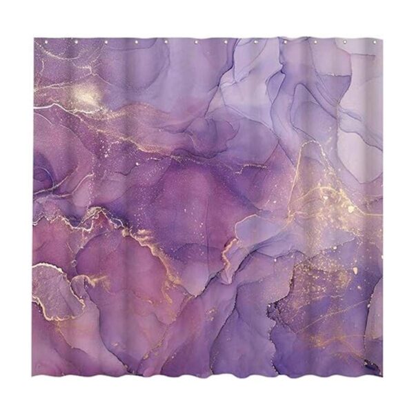 Allenjoy Cortina de ducha de mármol morado con patrón_2