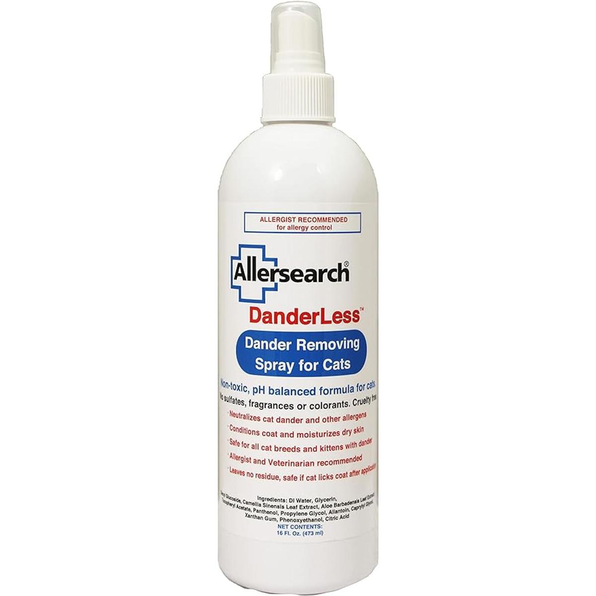 Allersearch DanderLess Spray eliminador de caspa para gatos