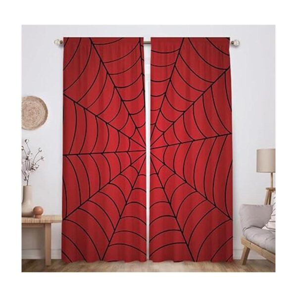 Allenjoy Cortinas rojas de tela de araña de superhéroe_1
