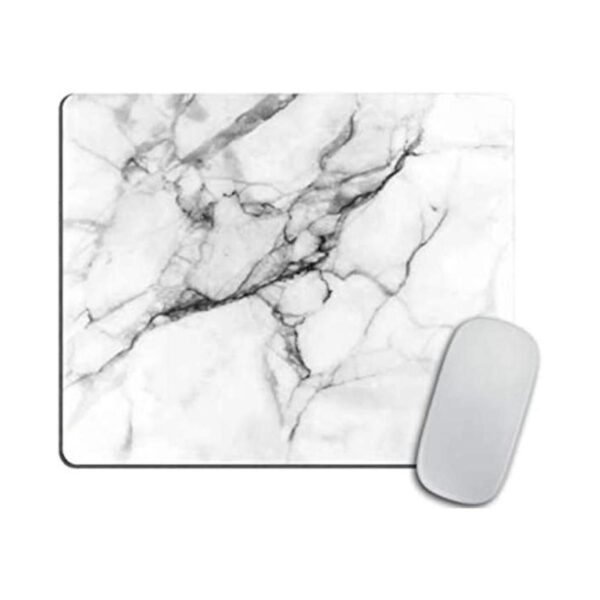 Almohadilla para mouse con estampado de mármol blanco_1