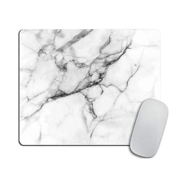 Almohadilla para mouse con estampado de mármol blanco_5