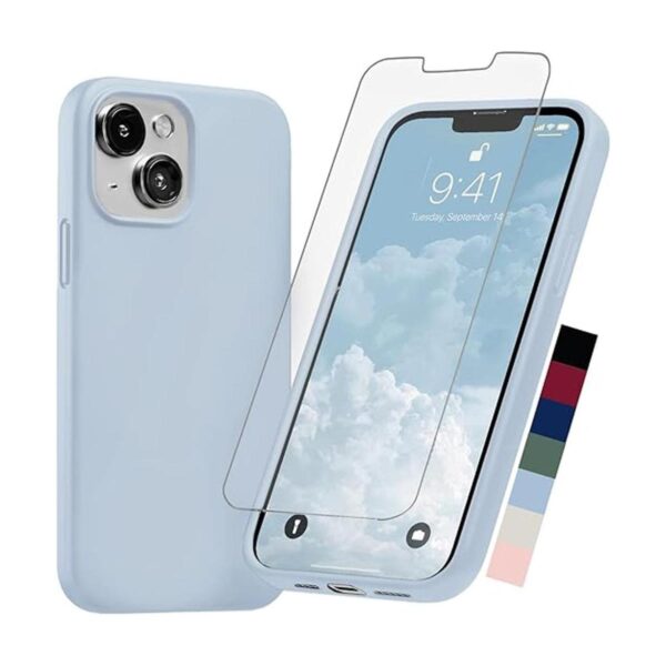 AloCase Funda compatible con iPhone 13 de silicona azul_1