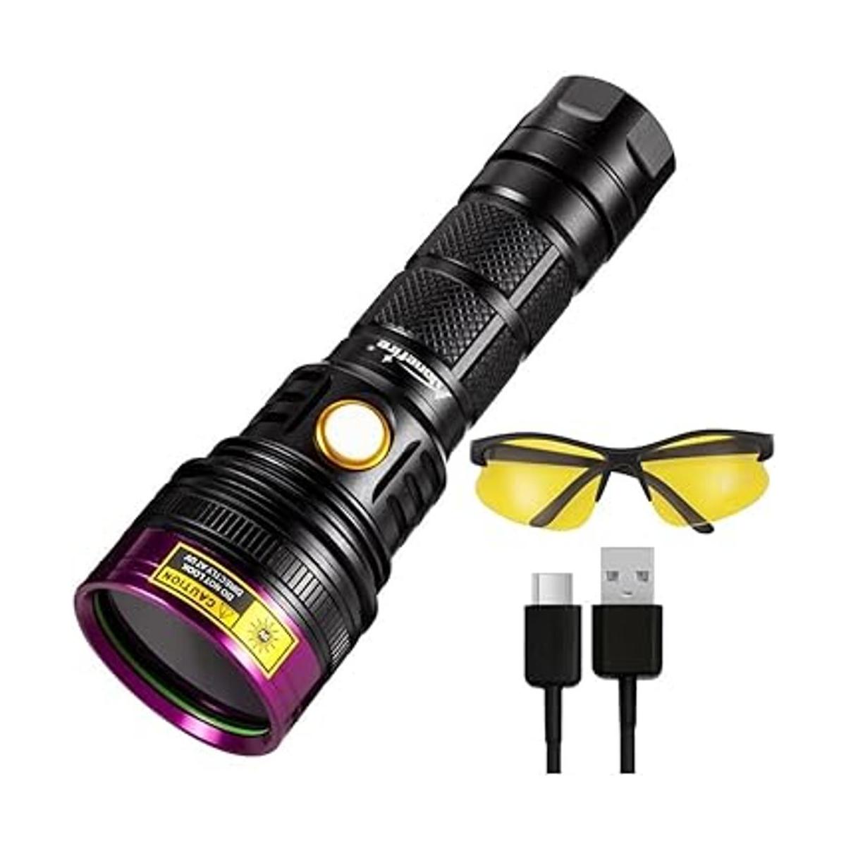 Alonefire SV18 Linterna UV de 12 W 365 nm recargable por