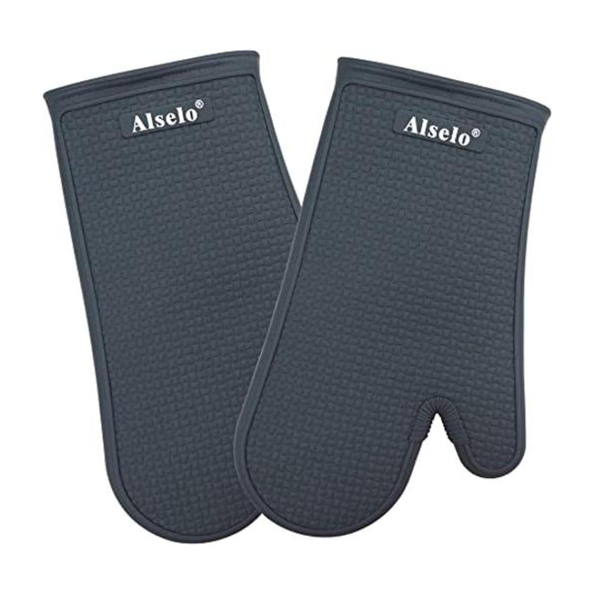 Alselo Guantes de cocina de silicona resistentes al calor