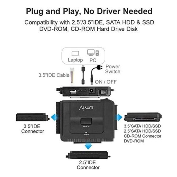 Alxum Convertidor USB 3.0 a IDE lector de discos duros_6
