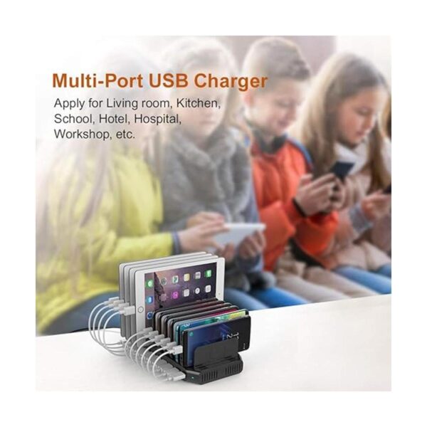 Alxum Estación de carga USB de 60 W y 10 puertos estación_5