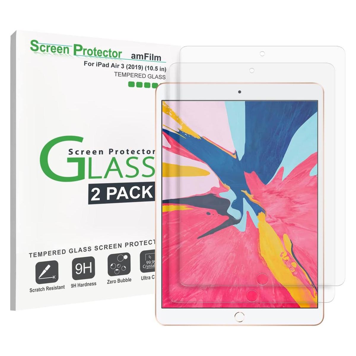 AmFilm Protector de pantalla de vidrio para iPad Air 3