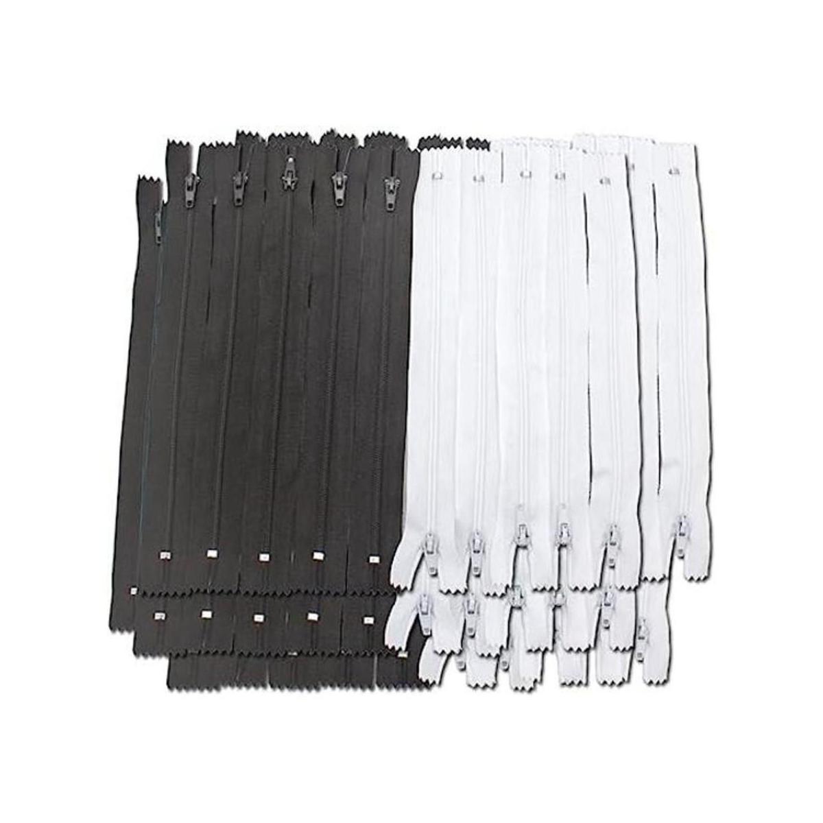 Amariver Cremalleras de nailon en blanco y negro 100