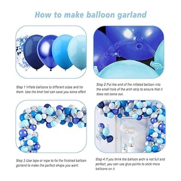 Amandir Kit de guirnalda de arco de globos de color azul_4
