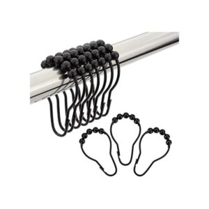 Amazer Anillos de cortina de ducha negros ganchos de