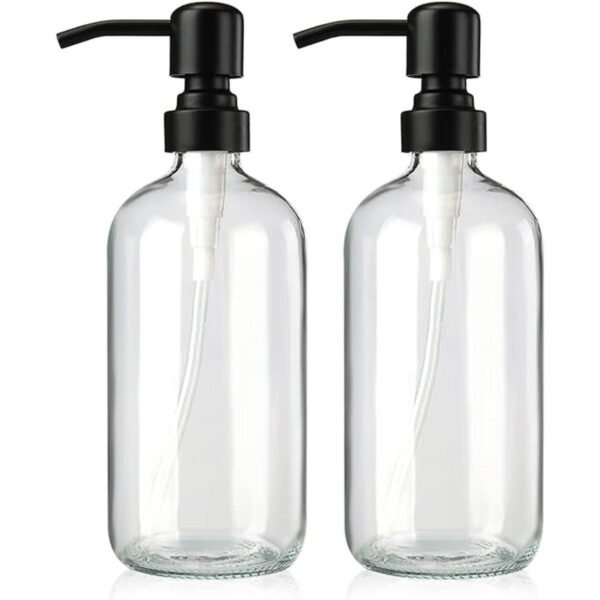 AmazerBath Dispensador de jabón de vidrio transparente_1