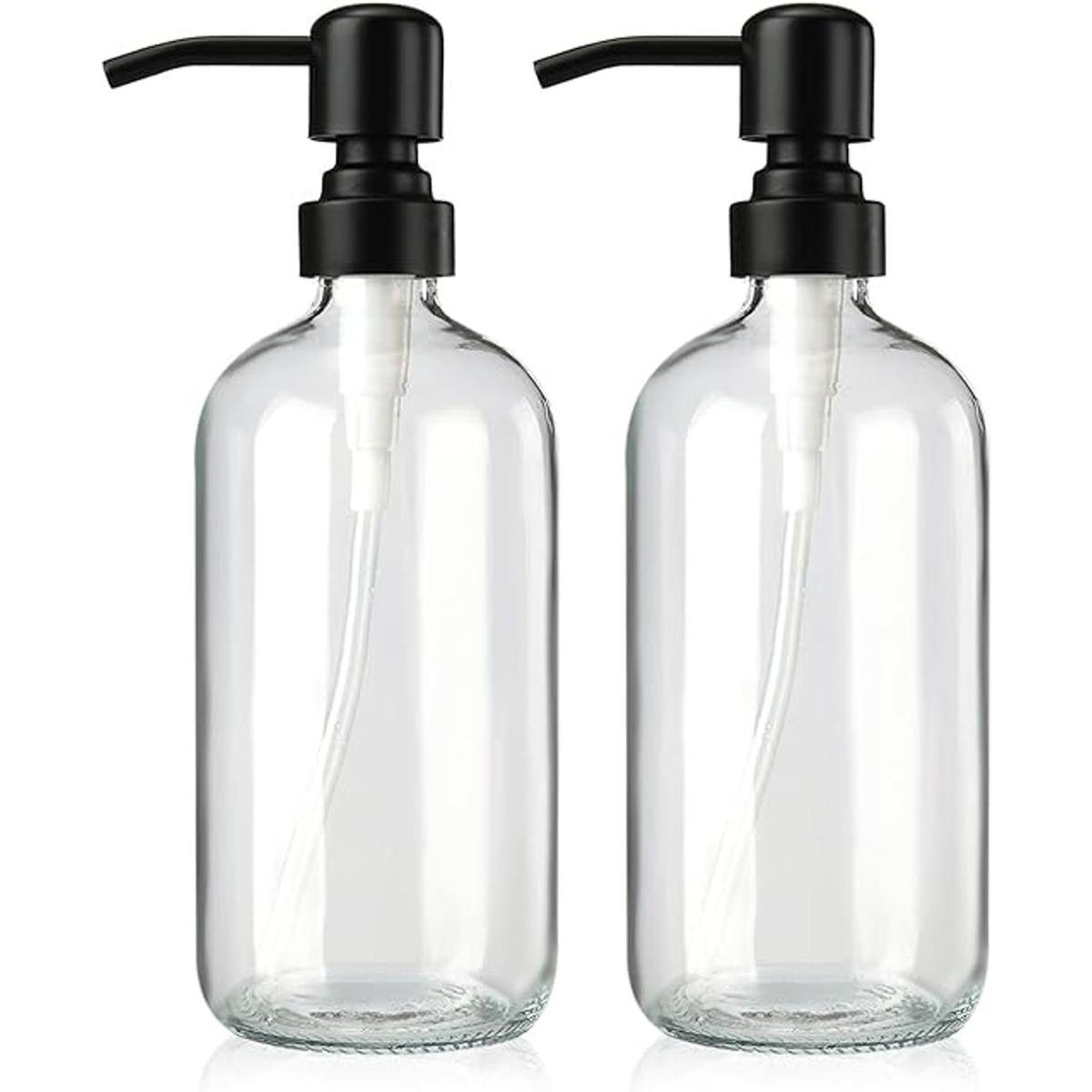 AmazerBath Dispensador de jabón de vidrio transparente